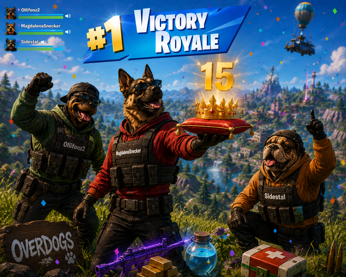 Ollifonz2, MagdalenaSnecker och Sidestal firar Victory Royale nummer 15